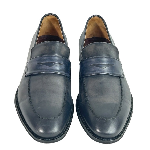 Bruno Magli Fanetta Black & Grey Antiqued Leather Penny Loafer sz 9.5 Medium - Picture 9 of 10